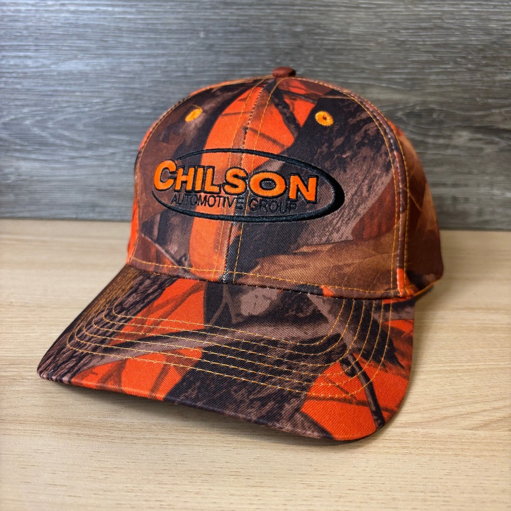 Chilson Hat Cap Strap Back Orange Camo Automotive Group Adjustable